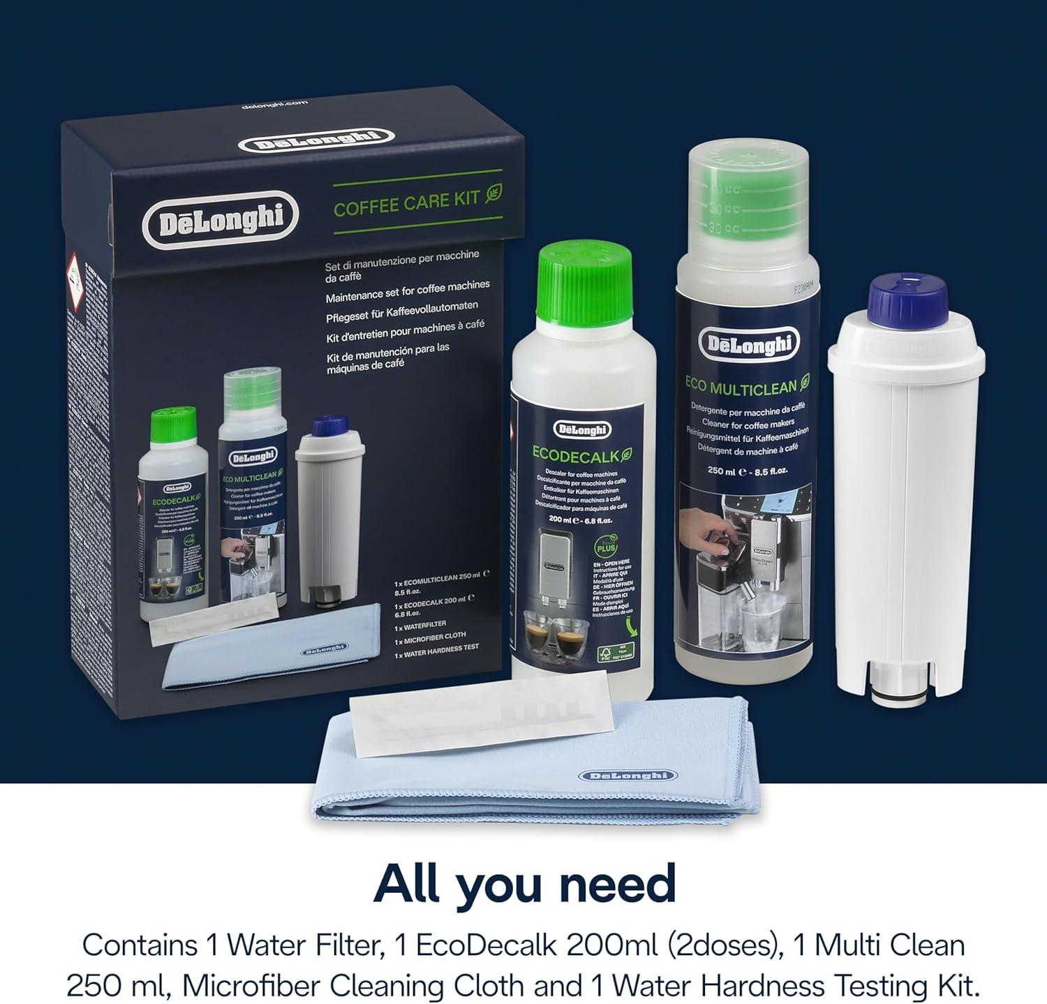 imageDeLonghi Coffee Care Kit Essential Coffee Machine Maintenance Products Suitable for Machines with filters DLSC306 Black