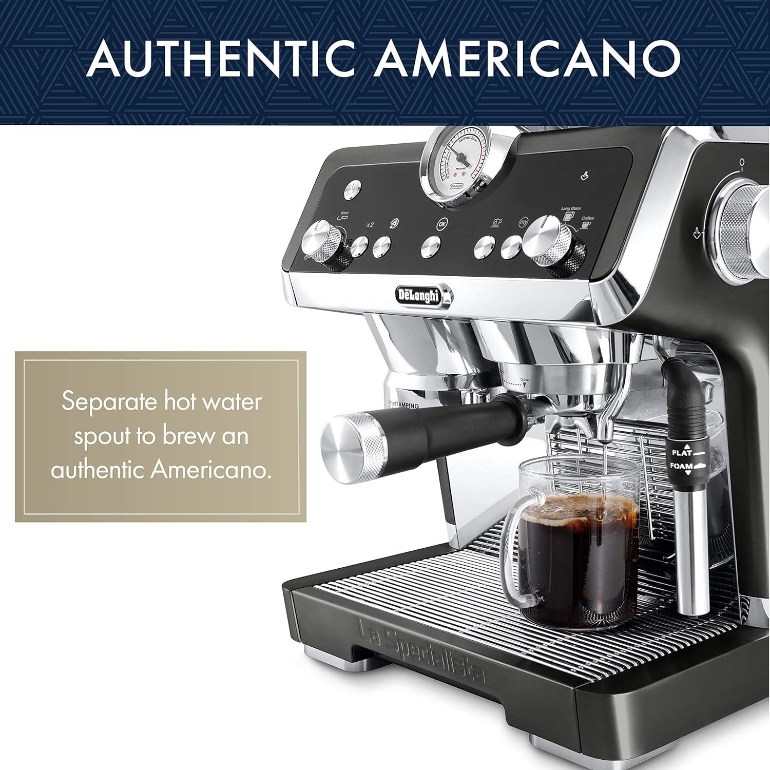 imageDeLonghi La Specialista Espresso Machine with Sensor Grinder Dual Heating System Advanced Latte System ampamp Hot Water Spout for Americano Coffee or Tea Stainless Steel EC9335M 13 litersBlack