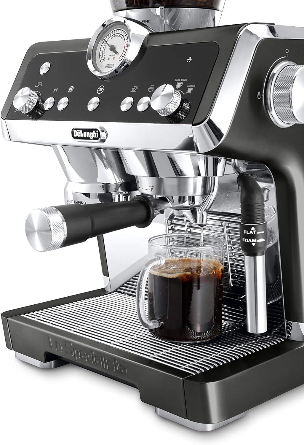 imageDeLonghi La Specialista Espresso Machine with Sensor Grinder Dual Heating System Advanced Latte System ampamp Hot Water Spout for Americano Coffee or Tea Stainless Steel EC9335M 13 litersBlack