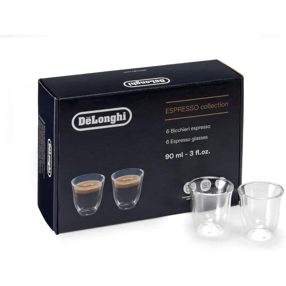 imageDeLonghi America 5513296661 Creamy Collection Double Walled Thermo Cappuccino Glasses Set of 6 Clear5513296651 Essential Espresso Glasses
