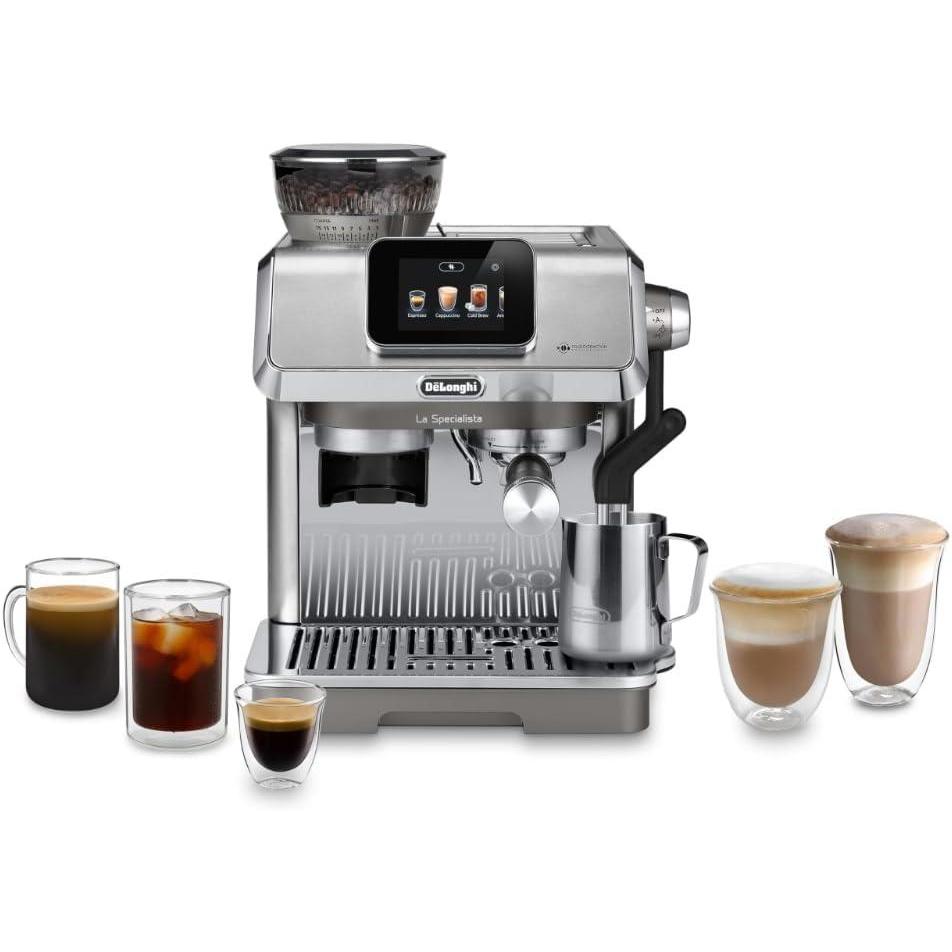 imageDeLonghi La Specialista Touch Espresso Machine with Grinder ampamp Milk Frother  Cold Brew ampamp Iced Coffee Maker Burr Grinder 10 Drink Presets Compact Bean to Cup AwardWinning Italian Design