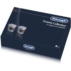 De’Longhi America 5513296661 Creamy Collection Double Walled Thermo Cappuccino Glasses (Set of 6), Clear(5513296661 Creamy Cappuccino Glasses)