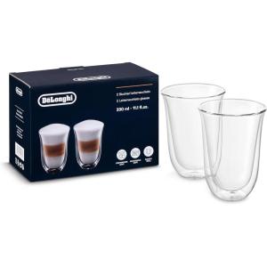 De’Longhi DeLonghi Double Walled Thermo Latte Glasses, Set of 2, 2 Count (Pack of 1), Clear, 330 milliliters(330 milliliters)