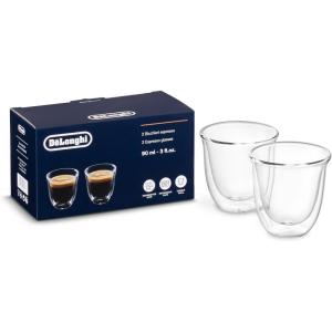 De’Longhi DeLonghi Double Walled Thermo Latte Glasses, Set of 2, 2 Count (Pack of 1), Clear, 330 milliliters(90 milliliters)