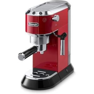 De’Longhi Dedica Espresso Machine with Manual Milk Frother, 15-Bar Pump & Adjustable Tray – Home Barista Coffee Maker for Espresso, Latte, Cappuccino & Iced Coffee – Italian Stainless Steel Design(Red)