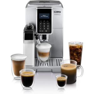 De’Longhi Dinamica Plus Connected Espresso & Coffee Machine with Automatic Milk Frother, 18 Recipes, Built in Grinder, App Compatible, LatteCrema Technology for Ideal Milk Texture, Color Touch Display(Silver)