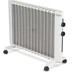 DeLonghi Mica Panel Space Heater, 1500W quiet electric space heater for indoor use, adjustable thermostat, freestanding/ easy wall mount, full room heating with built-in safety features, HMP1500 Black(White)