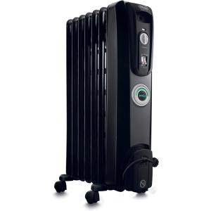 De’Longhi Oil filled Radiator Heater, 1500W Electric Space Heater for indoor use, portable room heater, Energy Saving, full room like office and bedroom with safety features, EW7707CB(Black)