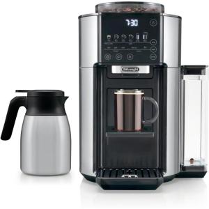 De’Longhi True Brew Drip Coffee Maker, Built in Grinder, Single Serve, 8 oz to 24 oz, Hot or Iced Coffee, Stainless, CAM51025MB(True Brew with Carafe)