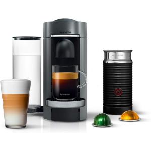 Nespresso Vertuo Plus Deluxe Coffee and Espresso Maker by De’Longhi, Titan with Aeroccino Milk Frother, 110 Volts(Titan)